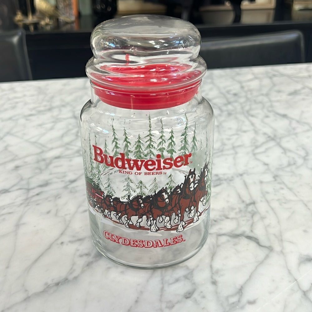 Budweiser Clydesdales Glass Candy Jar
